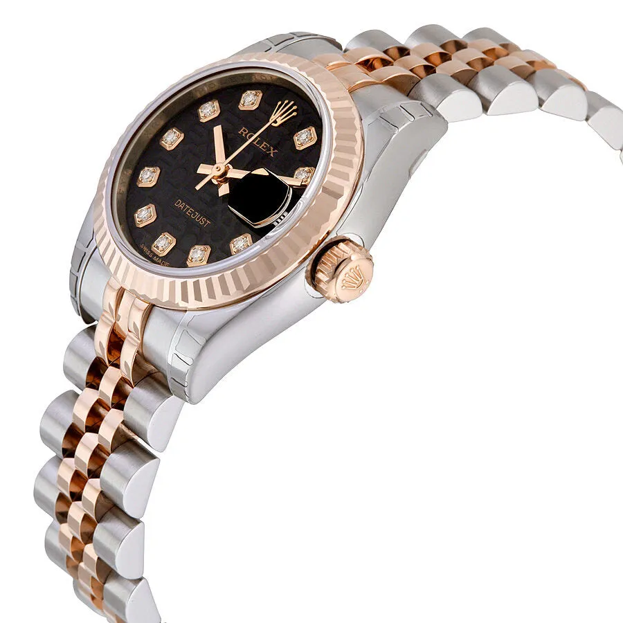 Rolex Lady Datejust 26 Black Dial Stainless Steel and 18K Everose Gold Jubilee Bracelet Automatic Watch 179171BKJDJ