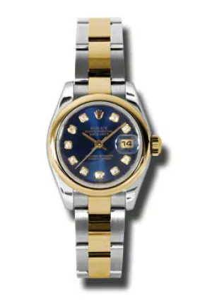 Rolex Lady Datejust 26 Blue Dial Stainless Steel and 18K Yellow Gold Oyster Bracelet Automatic Watch 179163BLDO