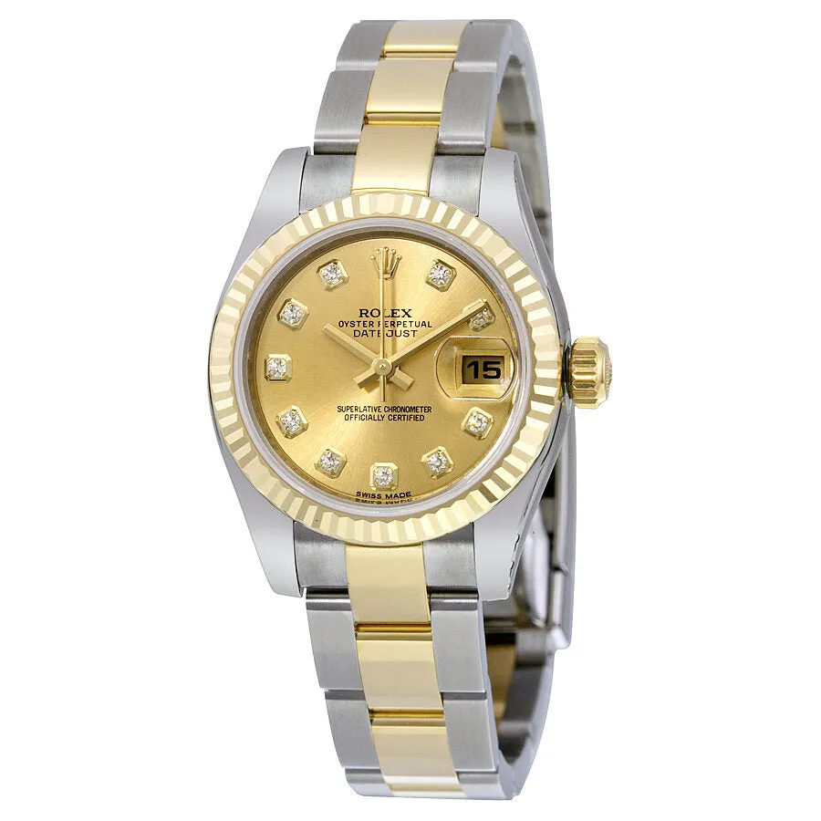 Rolex Lady Datejust 26 Champagne Dial Stainless Steel and 18K Yellow Gold Oyster Bracelet Automatic Watch 179173CDO