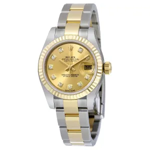 Rolex Lady Datejust 26 Champagne Dial Stainless Steel and 18K Yellow Gold Oyster Bracelet Automatic Watch 179173CDO