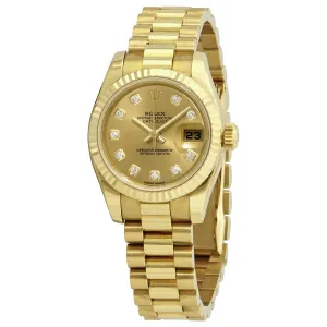 Rolex Lady-Datejust 26 Gold Dial 18K Yellow Gold President Automatic Ladies Watch 179178CDP 179178-CDP