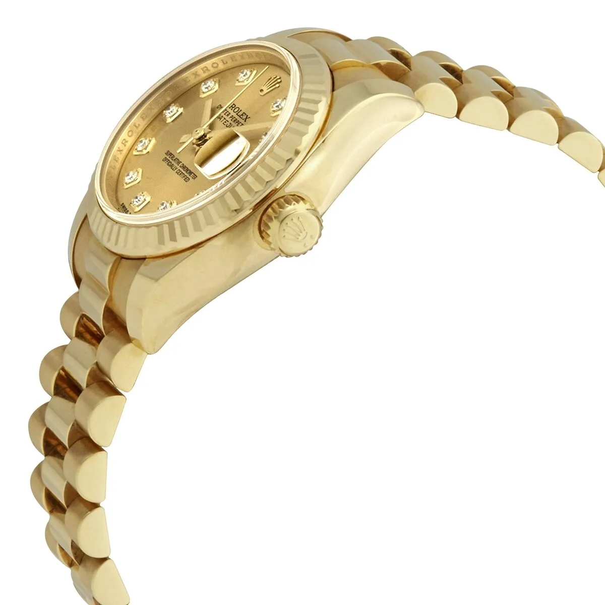 Rolex Lady-Datejust 26 Gold Dial 18K Yellow Gold President Automatic Ladies Watch 179178CDP 179178-CDP