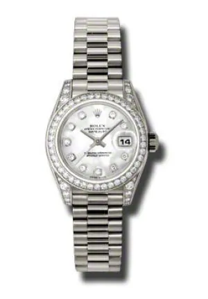Rolex Lady-Datejust 26 Mother Of Pearl Dial 18K White Gold President Automatic Ladies Watch 179159MDP