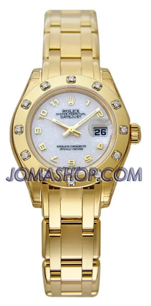 Rolex Lady-Datejust Pearlmaster White Dial 18K Yellow Gold Automatic Ladies Watch 80318WAPM 80318WAO