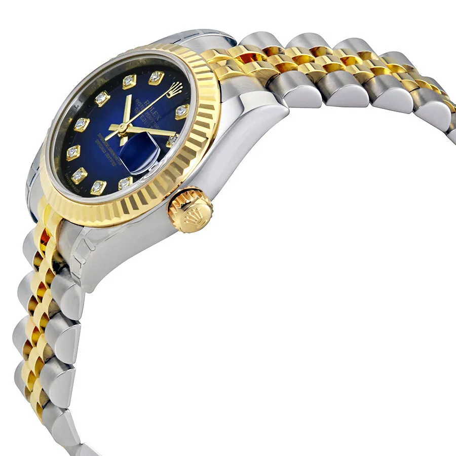 Rolex Oyster Perpetual Blue Vignette Dial Automatic Ladies Stainless Steel and 18K Yellow Gold Diamond Watch 179173BLVDJ