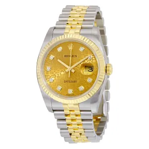 Rolex Oyster Perpetual Datejust 36 Champagne Dial Stainless Steel and 18K Yellow Gold Jubilee Bracelet Automatic Men's Watch 116233CJDJ