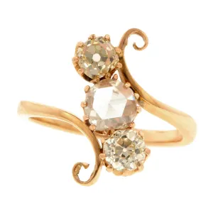 Rose Cut  & Yellow Old Euro Diamond Ring