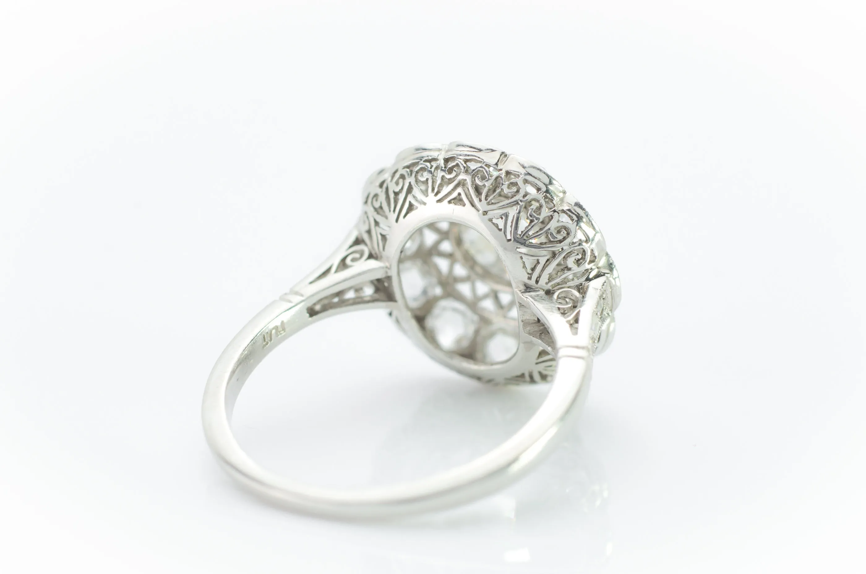 ROSE CUT DIAMOND HALO IN PLATINUM