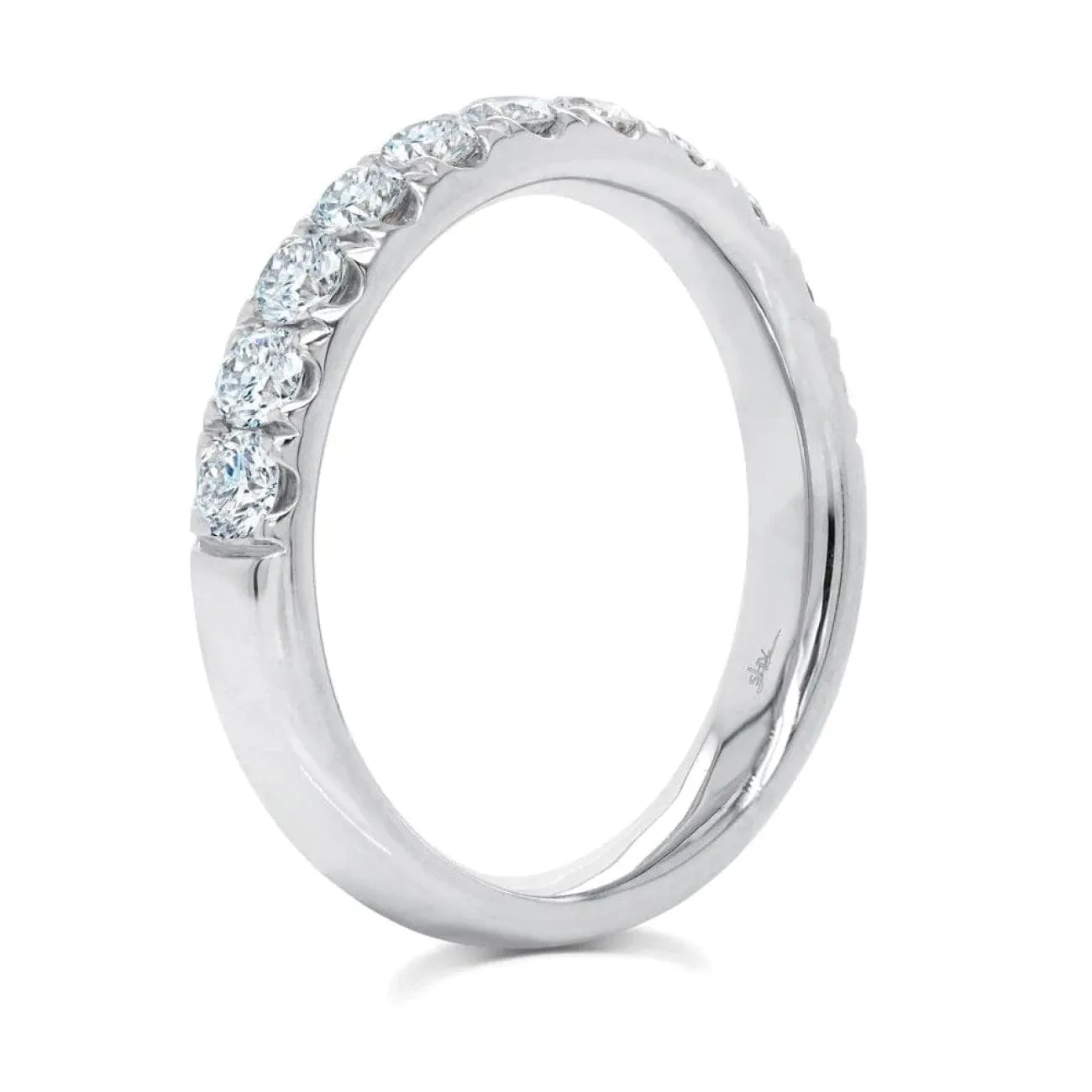 Round Brilliant Cut Diamond Halfway 14K White Gold 0.90Ct G/Hsi Band