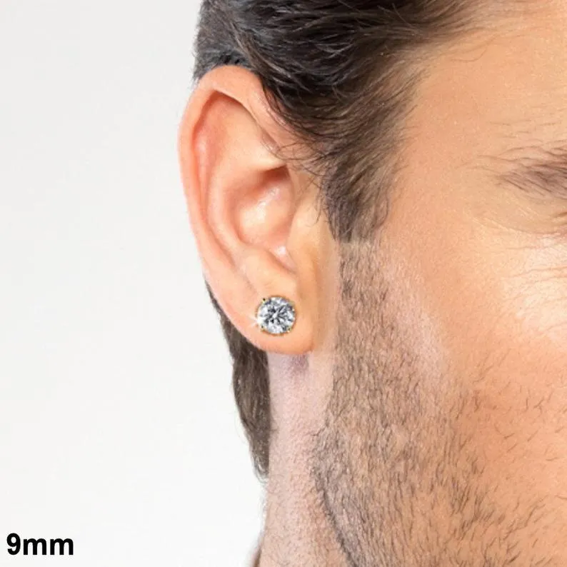 Round Crystal Stud earrings for men