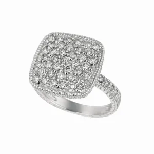 ROUNDED-SQUARE CLUSTER DIAMOND SQUARE RING 14K GOLD (1.25 CTW)R6848PD