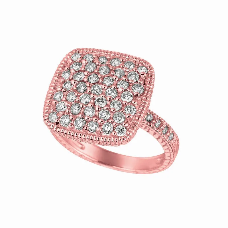 ROUNDED-SQUARE CLUSTER DIAMOND SQUARE RING 14K GOLD (1.25 CTW)R6848PD
