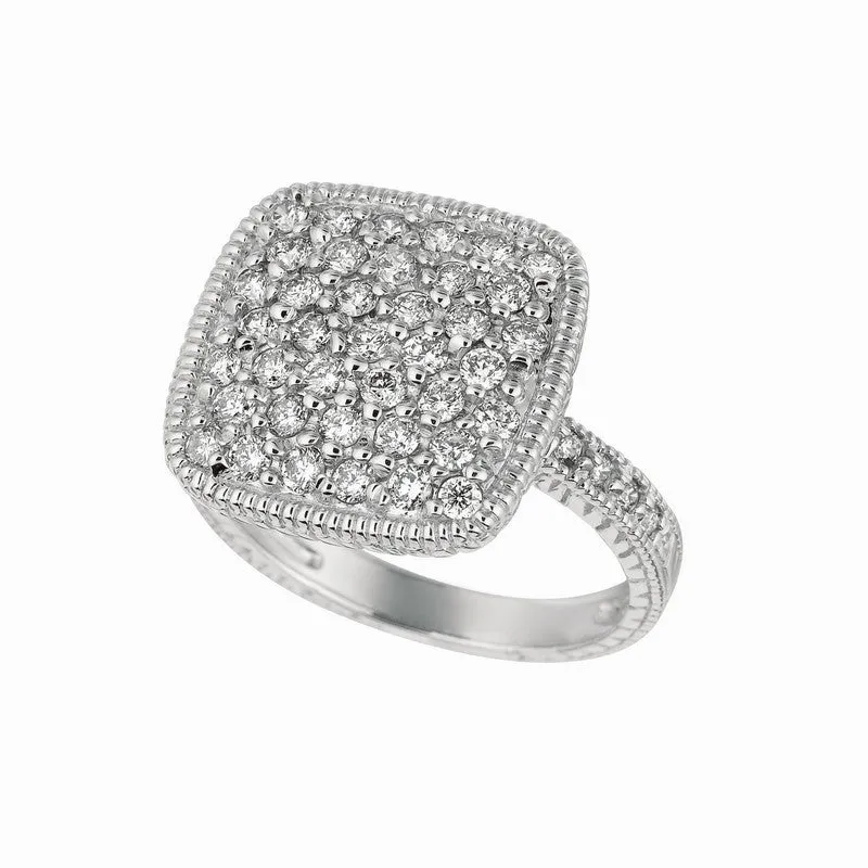 ROUNDED-SQUARE CLUSTER DIAMOND SQUARE RING 14K GOLD (1.25 CTW)R6848PD