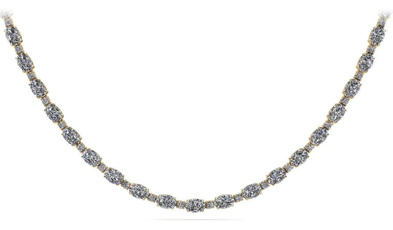 Rounds and Ovals Diamond Necklace with 19.01 ct.(finished) 5x3mm, 1.7mm