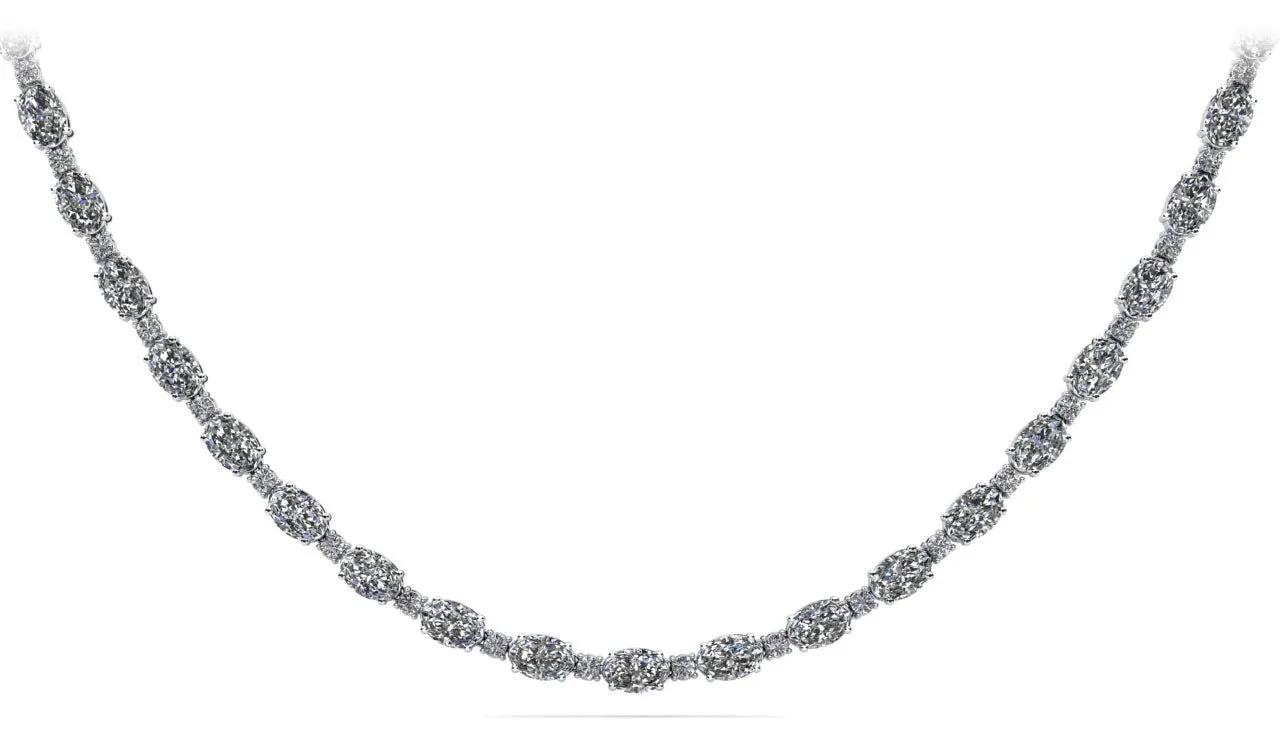 Rounds and Ovals Diamond Necklace with 19.01 ct.(finished) 5x3mm, 1.7mm
