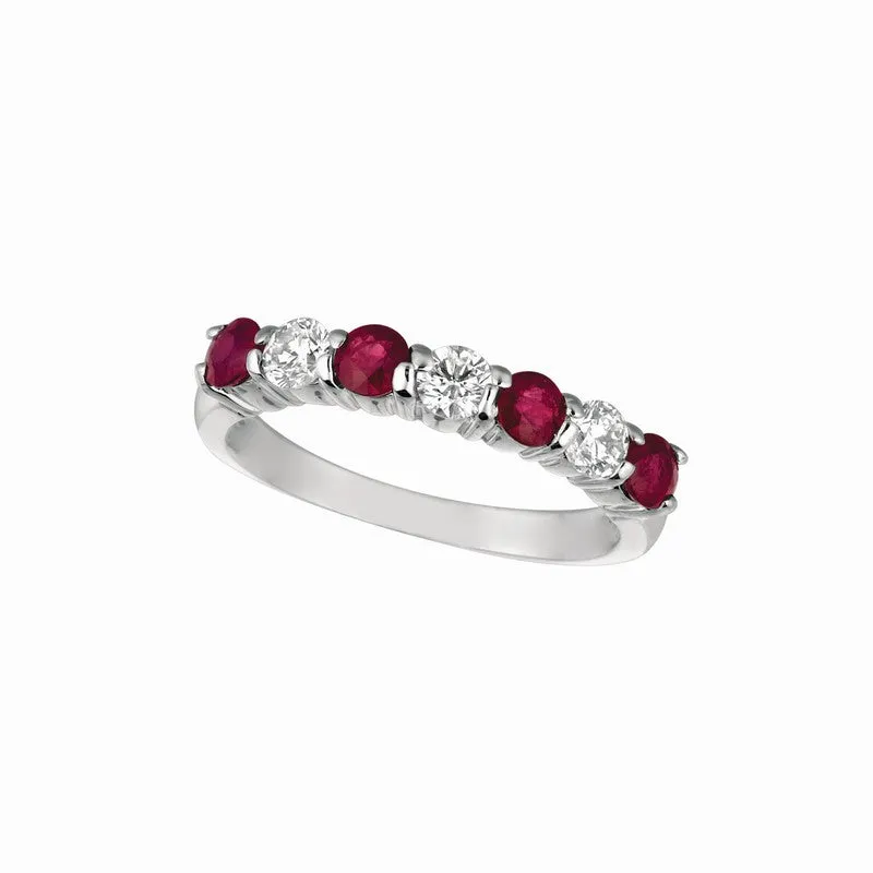 RUBY & DIAMOND 7 STONES RING 14K GOLD (1.63CTW)