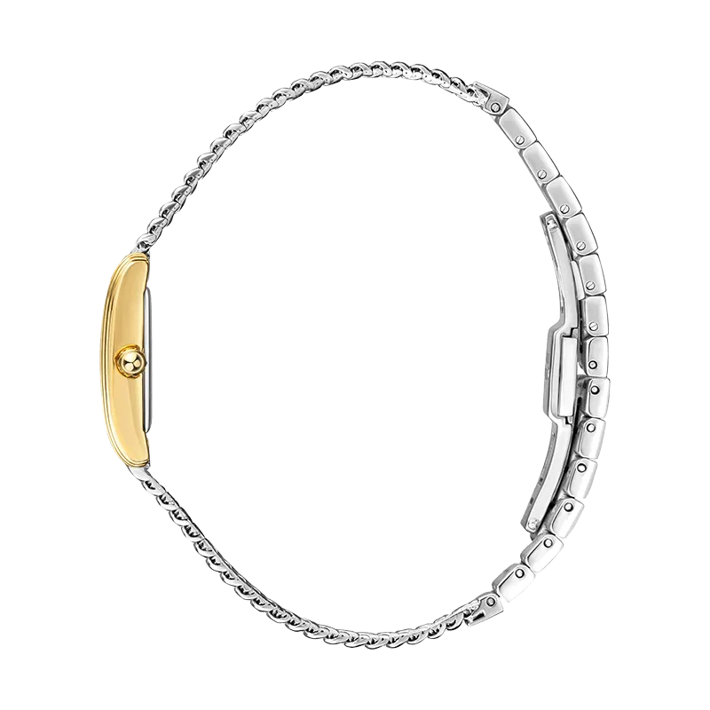 Saint Honore Palais Royal Women's Green MOP Dial Gold case Silver Mesh Bracelet Watch