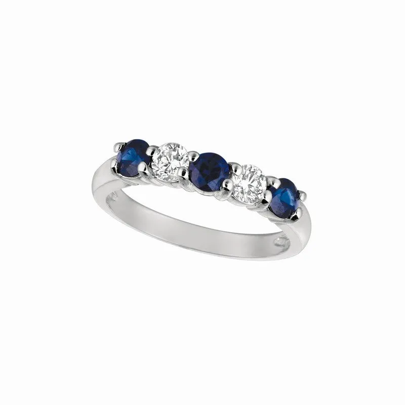 SAPPHIRE & DIAMOND 5 STONES RING 14K GOLD (1.42 CTW)