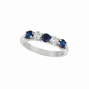 SAPPHIRE & DIAMOND 5 STONES RING 14K GOLD (1.42 CTW)