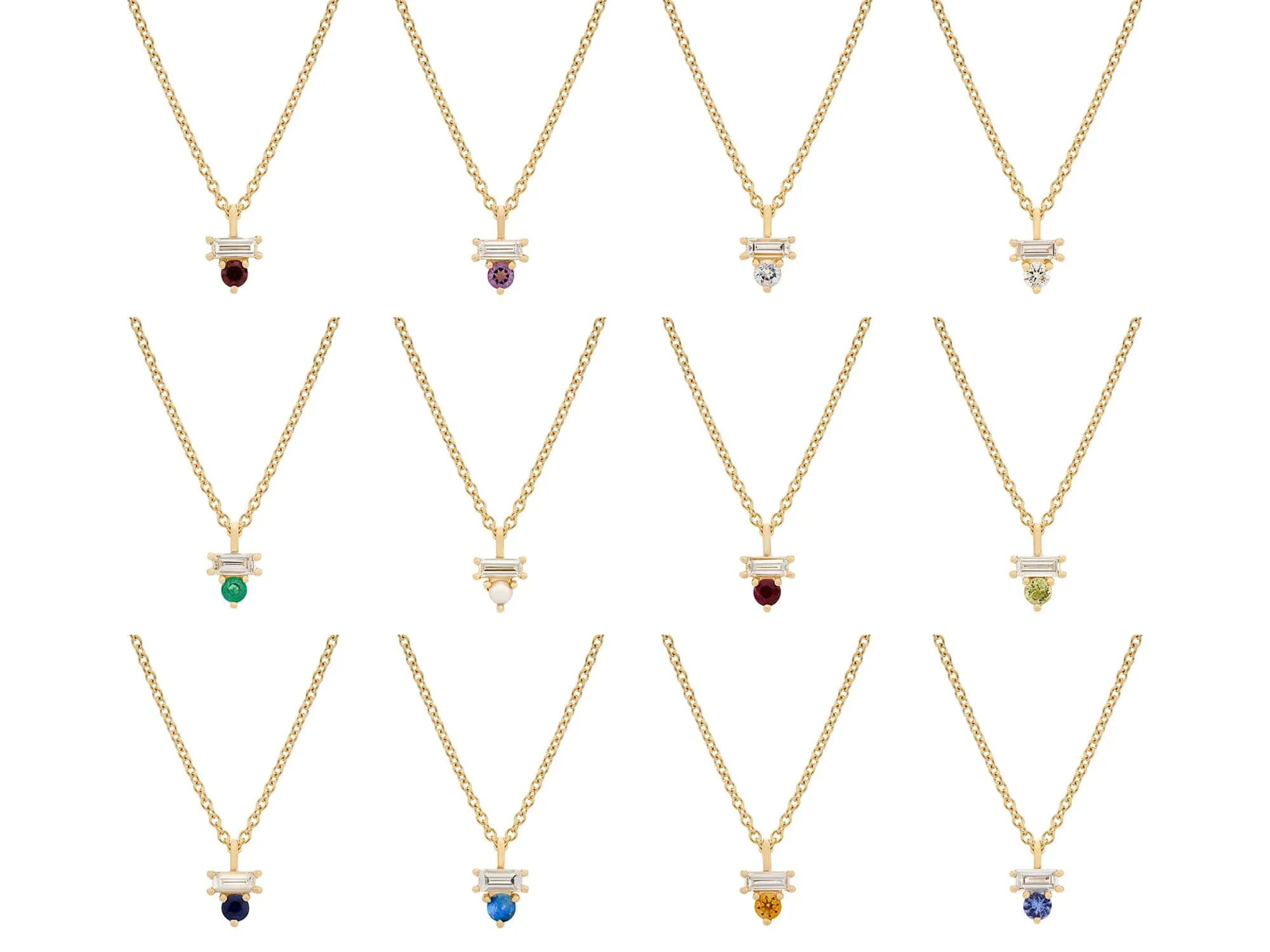 Sapphire & Diamond Baguette Necklace