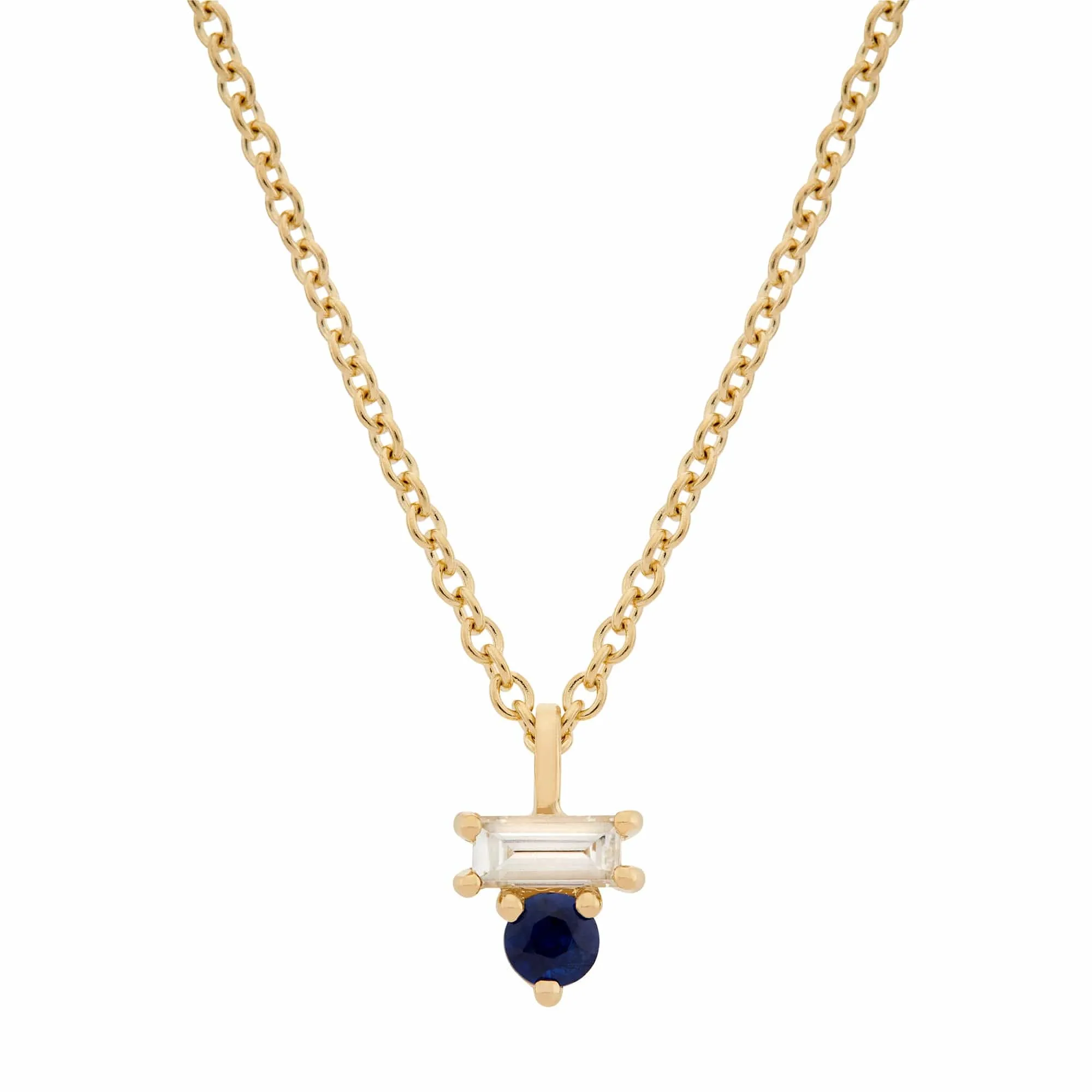 Sapphire & Diamond Baguette Necklace