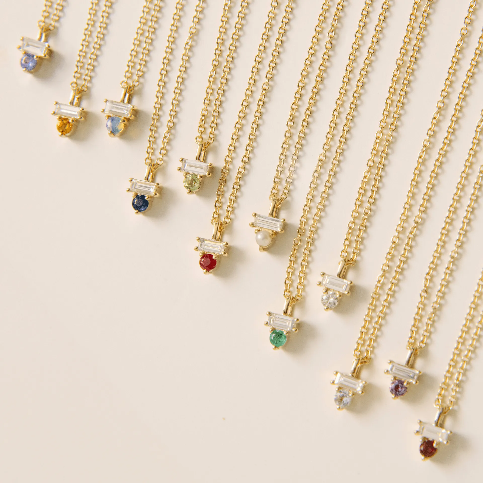 Sapphire & Diamond Baguette Necklace