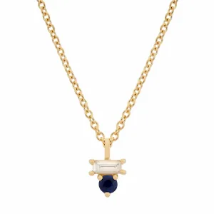 Sapphire & Diamond Baguette Necklace