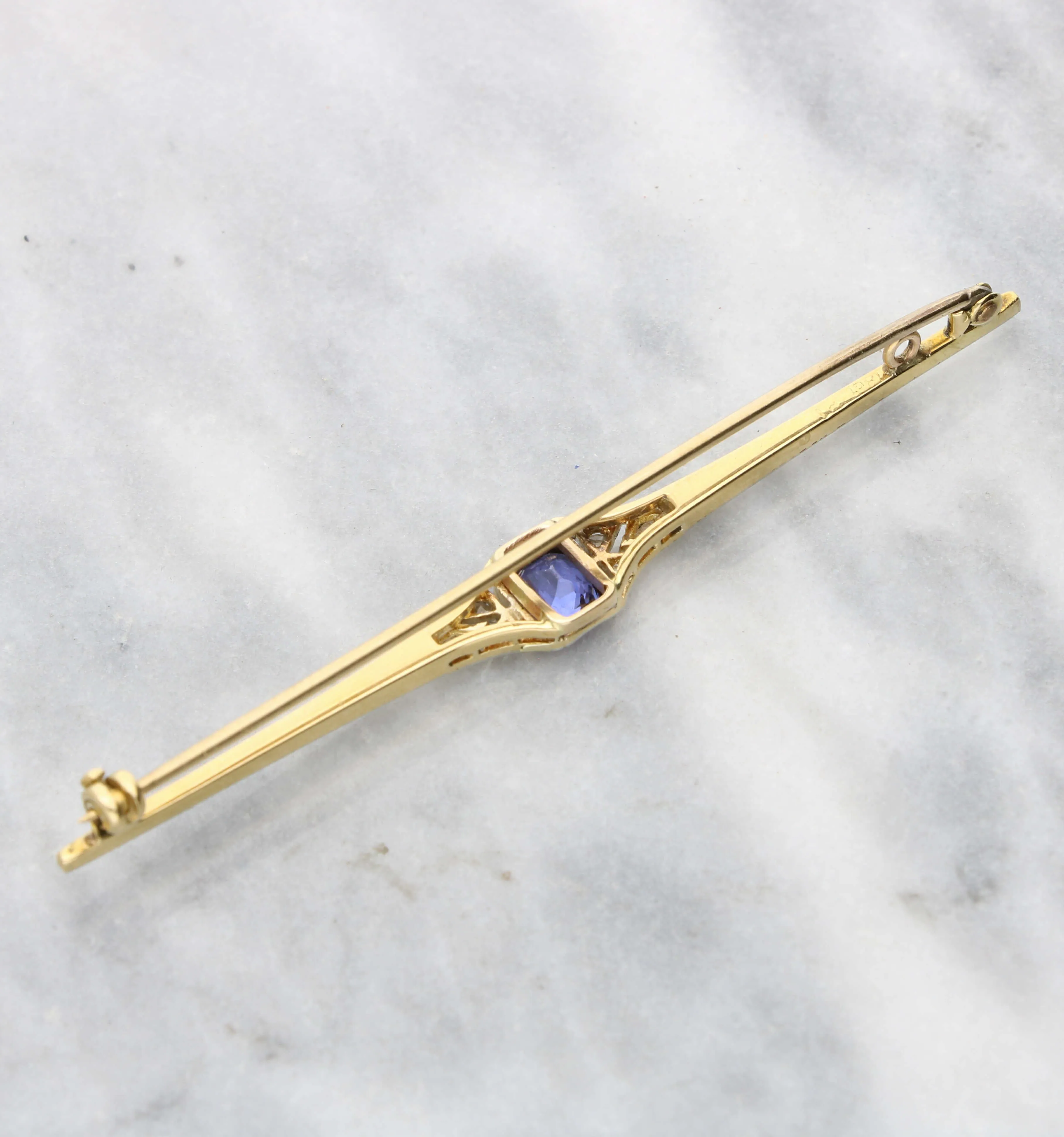 Sapphire and diamond brooch
