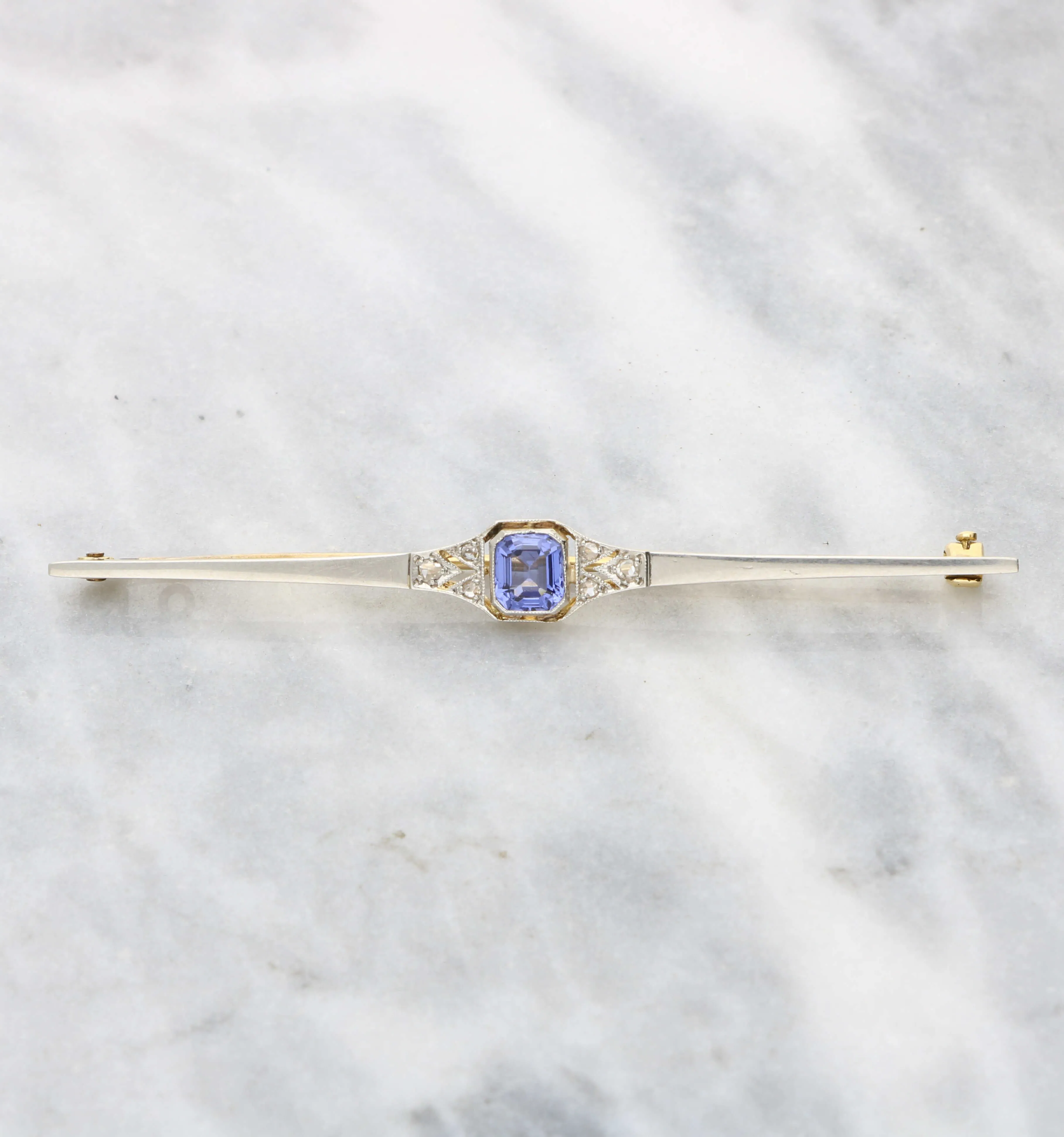 Sapphire and diamond brooch