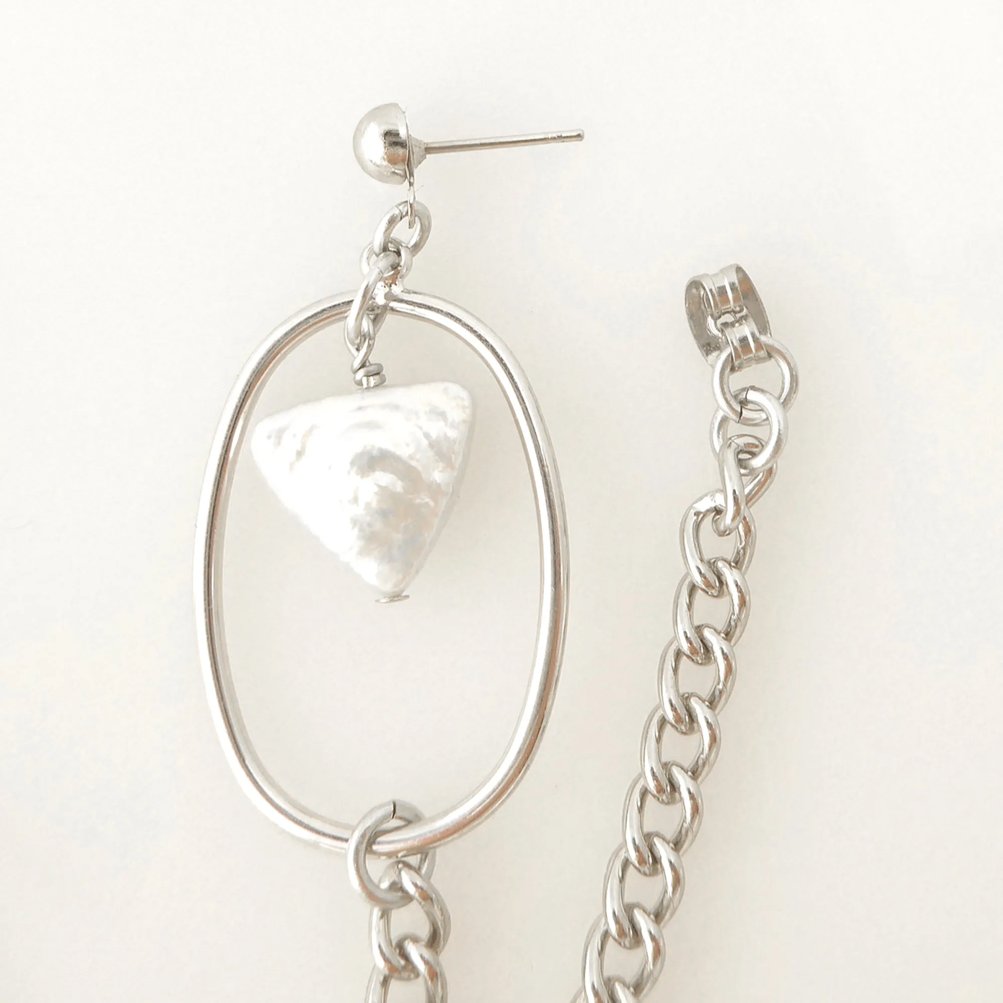 Saturn earrings in pearl triangle