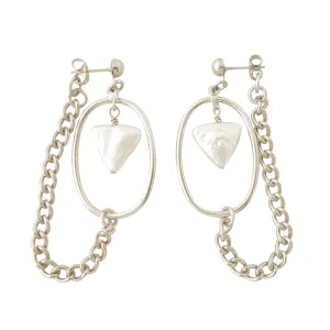 Saturn earrings in pearl triangle