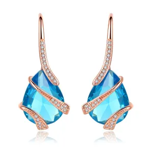 Sea Blue Crystal & Cubic Zirconia 18K Rose Gold-Plated Drop Earrings