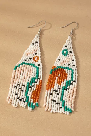seed bead abstract pattern boho statement earrings