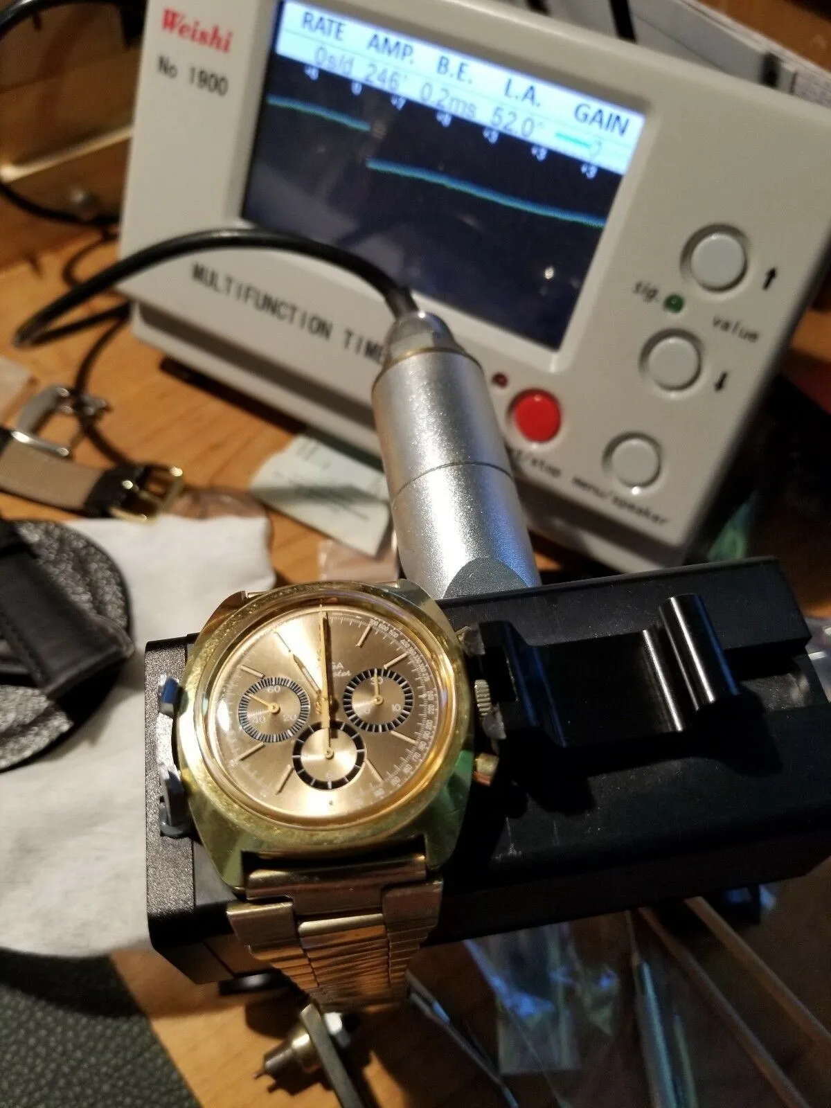 Serviced Vintage Omega SeaMaster 145.029 Gold Top Chronograph 1970 Cal 861 Watch