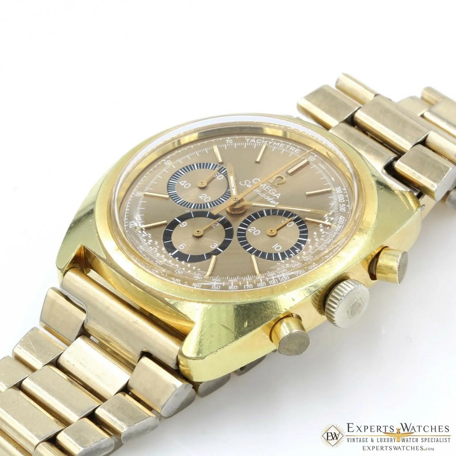 Serviced Vintage Omega SeaMaster 145.029 Gold Top Chronograph 1970 Cal 861 Watch