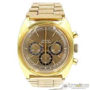 Serviced Vintage Omega SeaMaster 145.029 Gold Top Chronograph 1970 Cal 861 Watch
