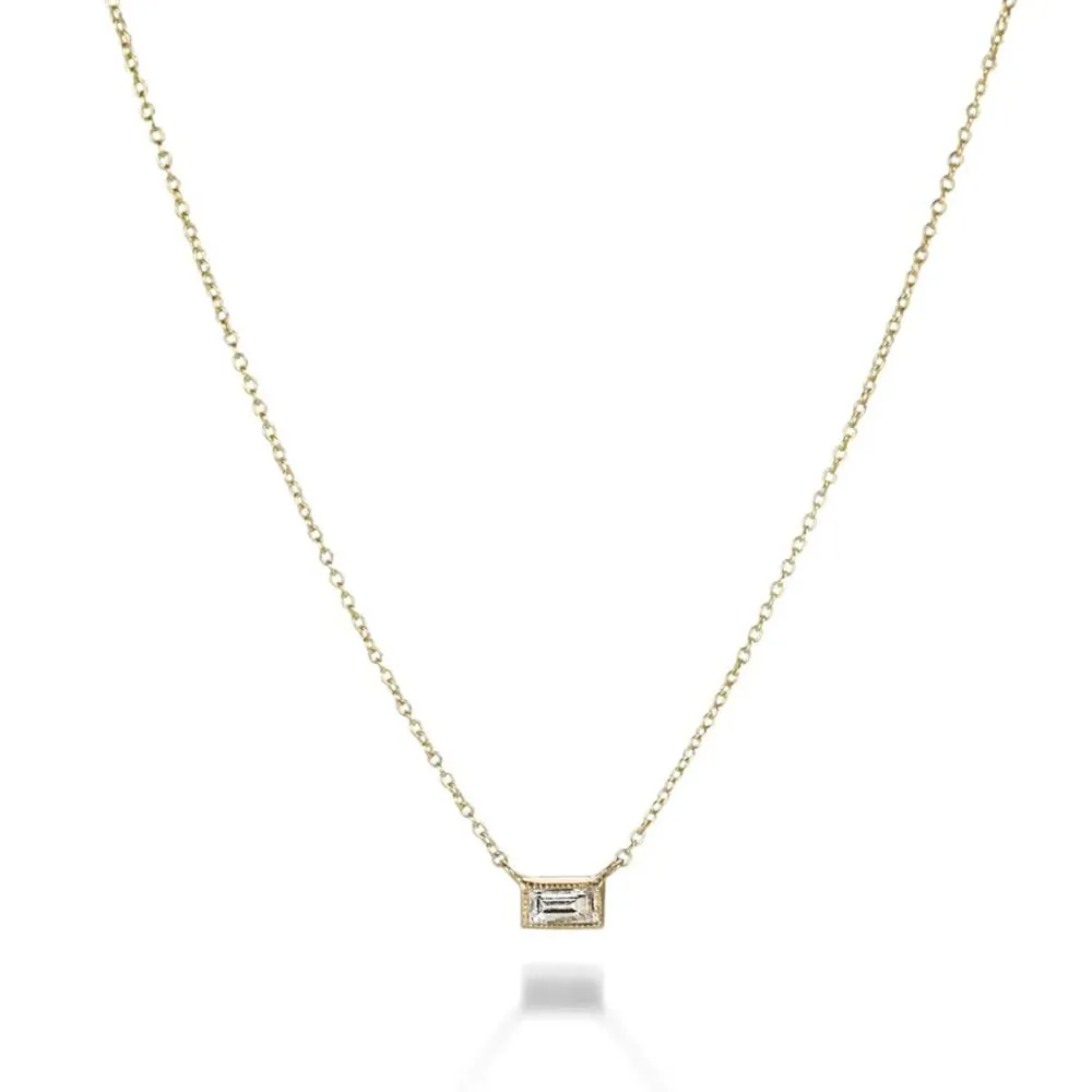 Sethi Silhouette Single Stone Baguette Diamond Necklace