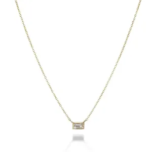 Sethi Silhouette Single Stone Baguette Diamond Necklace