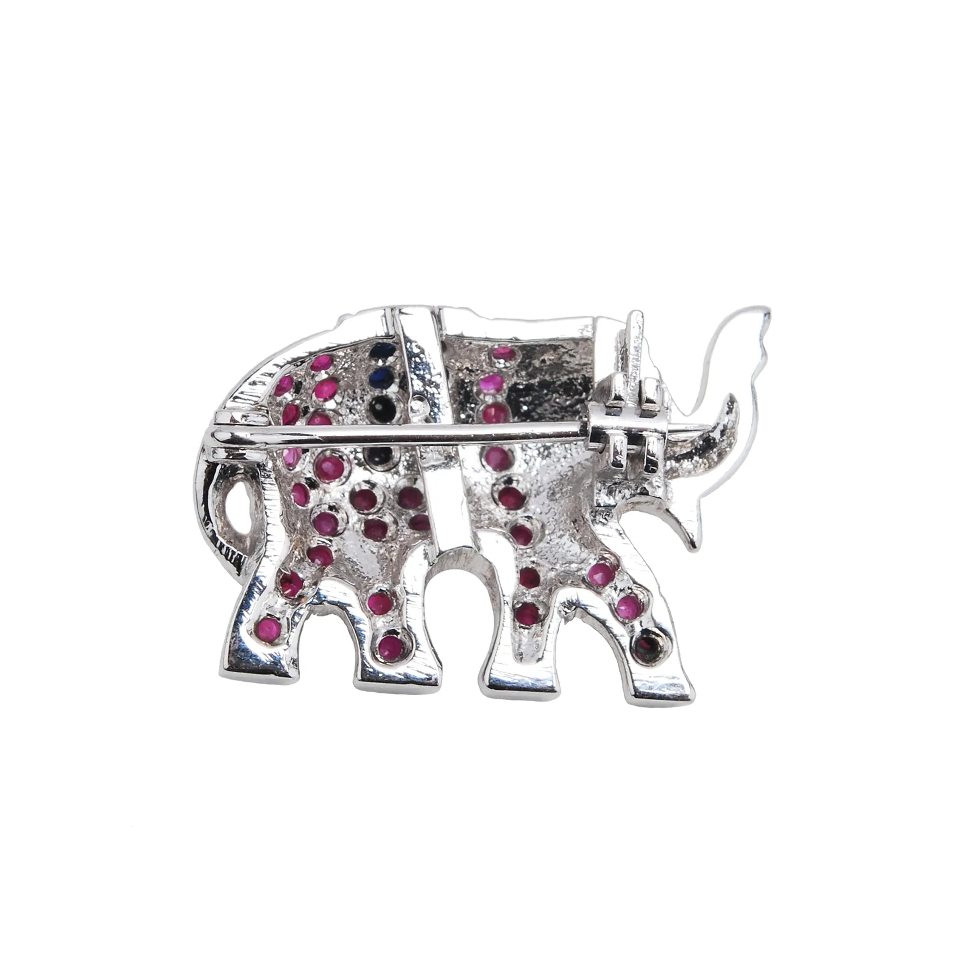 Silver 925 Pendant/Brooch with Blue Sapphire and Ruby