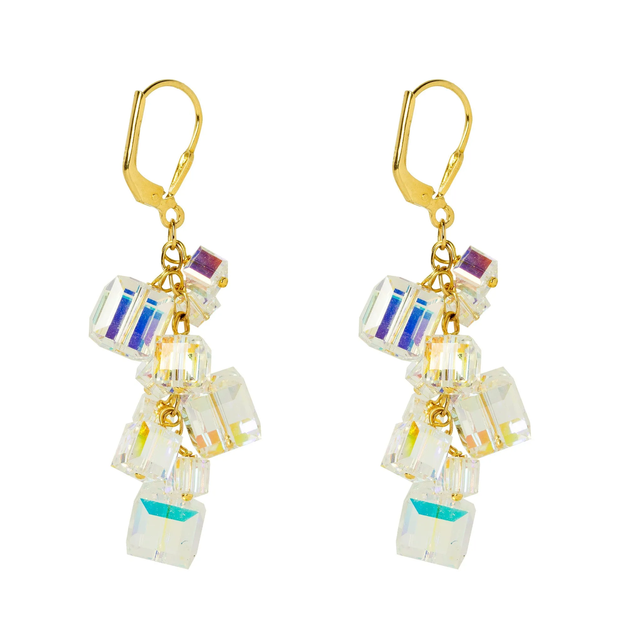 Silver Abstract Cubes Charm Earrings