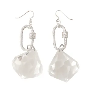 Silver carabiner gem earrings
