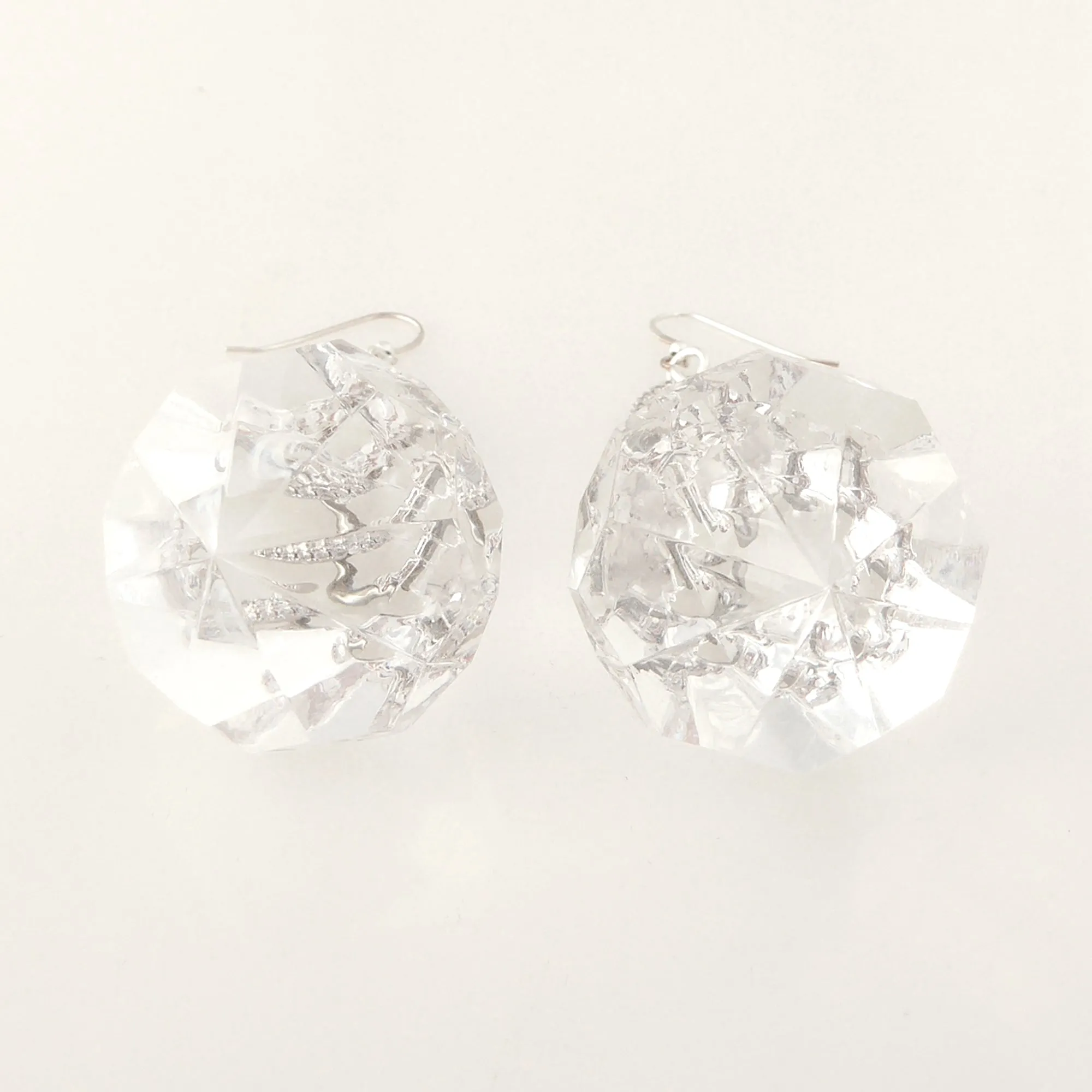 Silver carabiner gem earrings