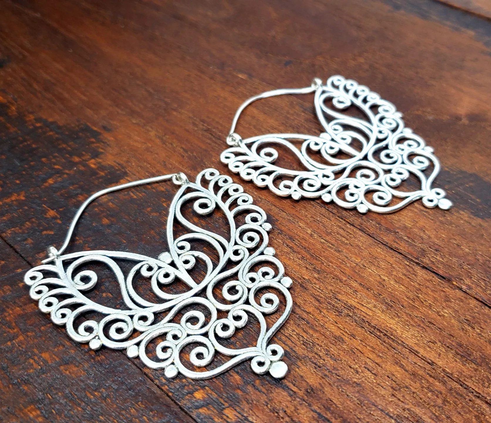 Silver Jayal Statement Hoop Earrings