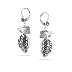 SILVER LEAF CRYSTAL DROP EARRINGS #280GR3401 (7E4/6B5)