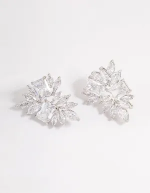 Silver Statement Cluster Earrings