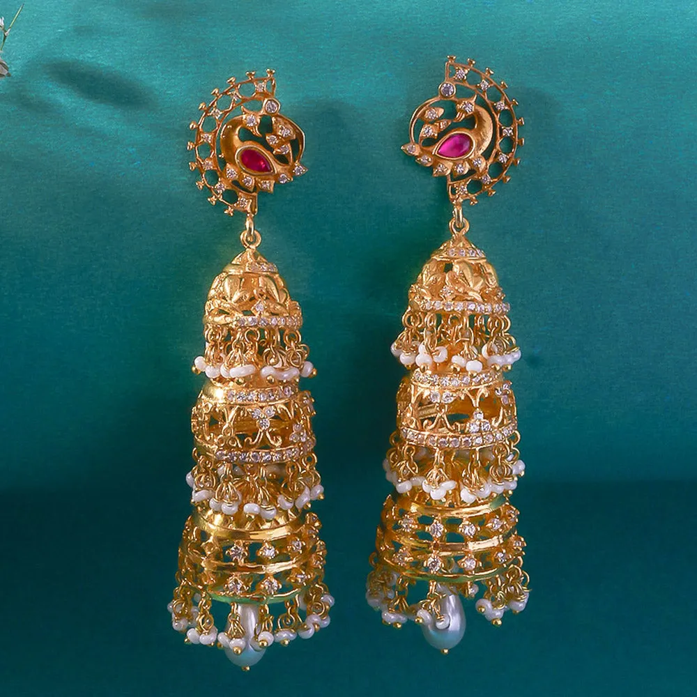 Silver Swan Statement Jhumkas