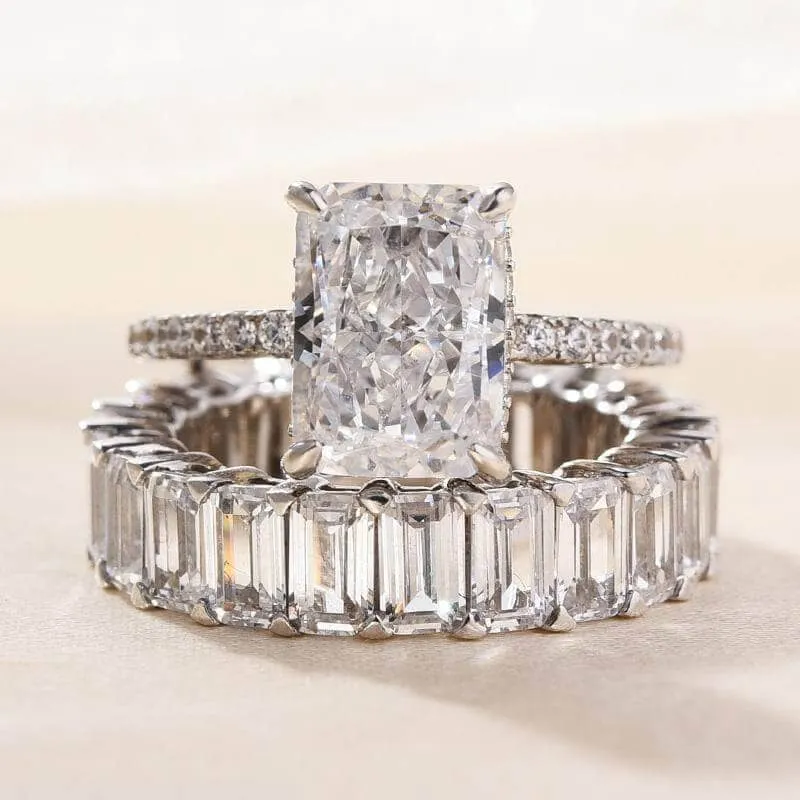 Simulated Diamond Radiant Cut & Emerald Cut Ring Set