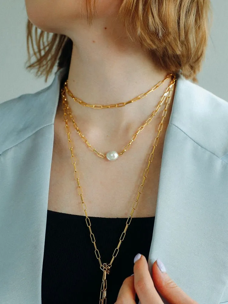 Single Pearl Chain Necklace Type F