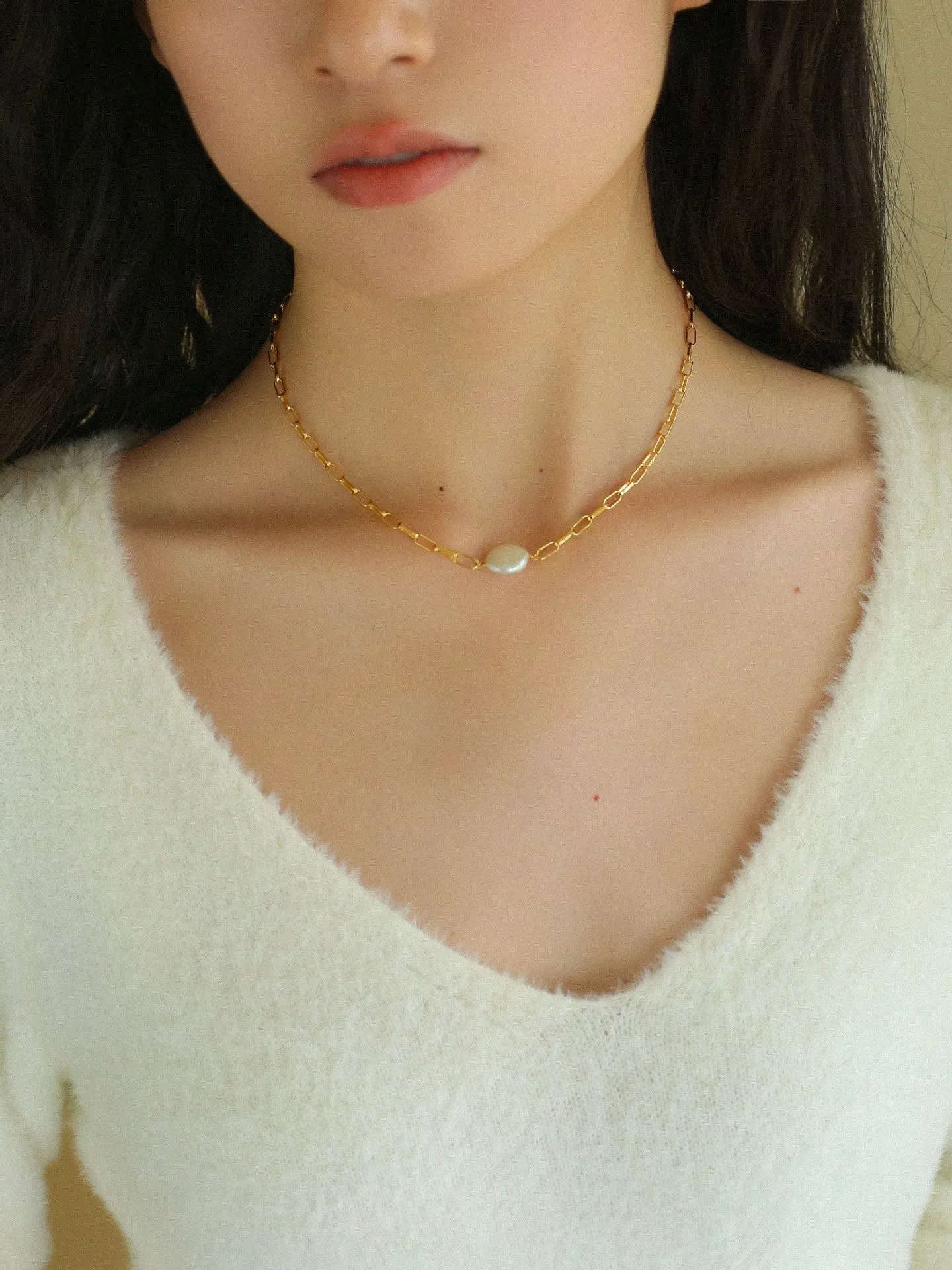 Single Pearl Chain Necklace Type F