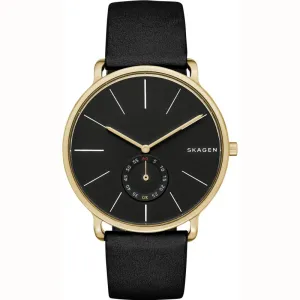 Skagen Hagen Black Dial Black Leather Men's Watch SKW6217